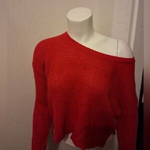 Red Off-Shoulder Women Sweater
